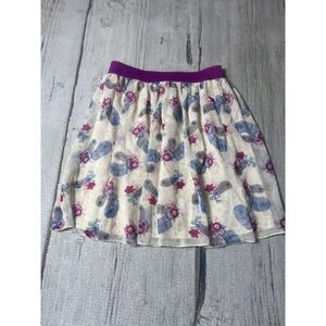 RUUM American Kids Wear Skirt Size 12 Cream Floral‎ Feather Print Elastic Waist